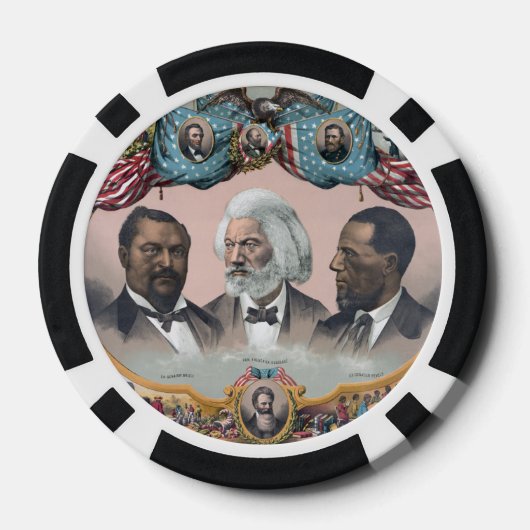Fr3d3rick Bailey Douglass met zwarte abolitionist Poker Chips (Achterkant)