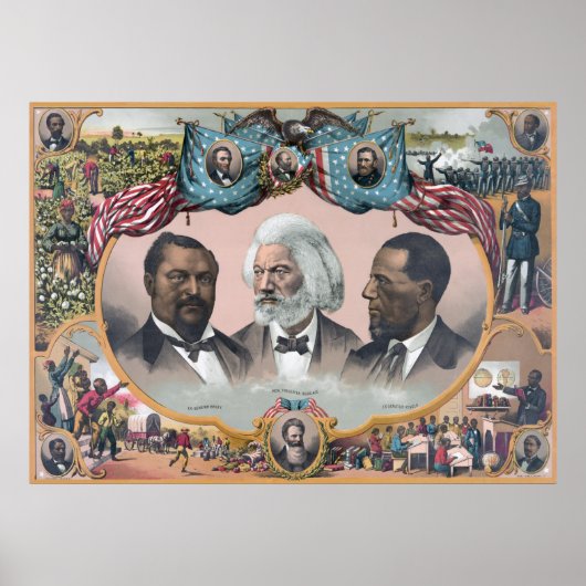 Fr3d3rick Bailey Douglass met zwarte abolitionist Poster (Voorkant)