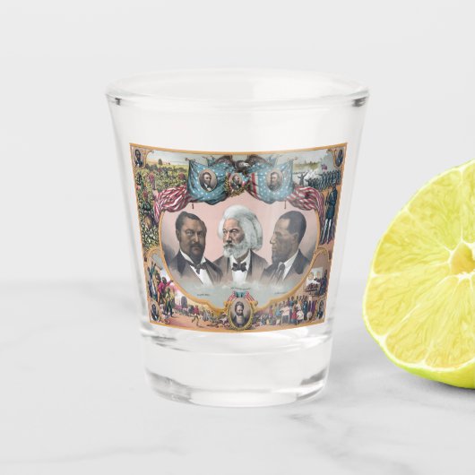 Fr3d3rick Bailey Douglass met zwarte abolitionist Shot Glas (Voorkant)