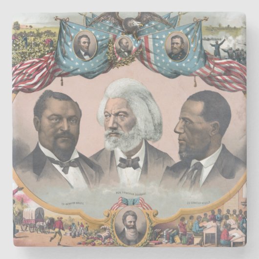 Fr3d3rick Bailey Douglass met zwarte abolitionist Stenen Onderzetter (Voorkant)