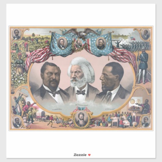Fr3d3rick Bailey Douglass met zwarte abolitionist Sticker (Vel)