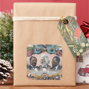 Fr3d3rick Bailey Douglass met zwarte abolitionist Vierkante Sticker