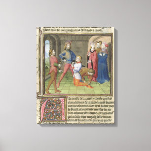 Fr.120 f.522v The Knighting of Lancelot from 'The Canvas Afdruk
