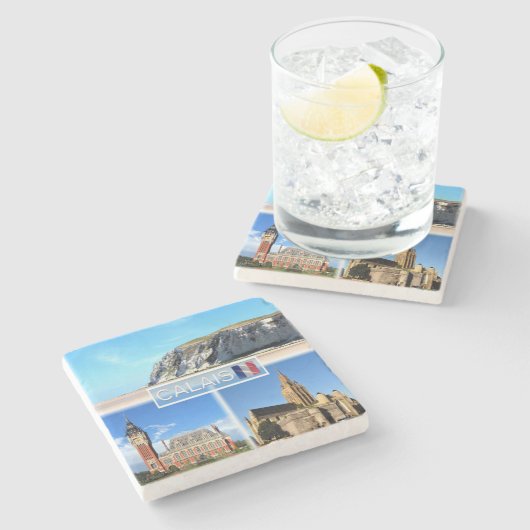 FR Calais - Pet Blanc Nez - Hotel de Ville - Stenen Onderzetter (Zijkant)