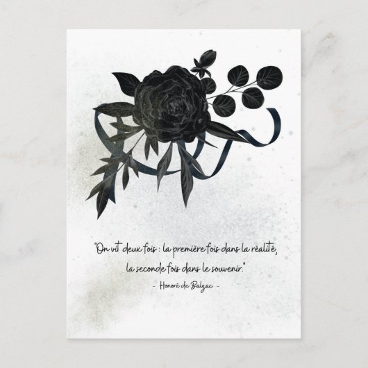 FR | Carte de condoléances – Rose noire Briefkaart (Voorkant)
