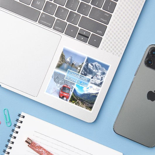 FR Chamonix - Mont Blanc - Lac Blanc des Aiguilles Sticker (Laptop met iPhone)