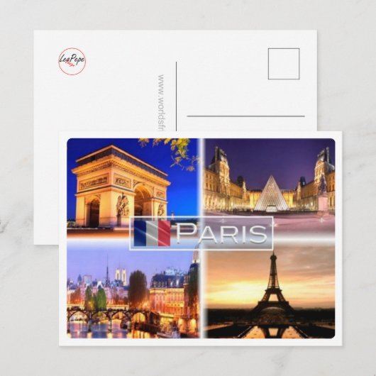 FR Frankrijk - Parijs by nachts - Briefkaart (Voorkant / Achterkant)