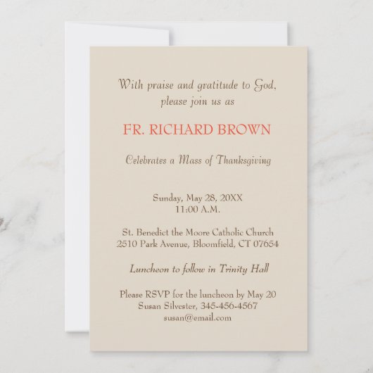 Fr. Richard Brown, Custom, 60e Jubileum van Ord Kaart (Achterkant)