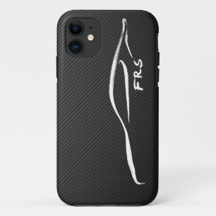 FR-S Witte penseelstreek op Faux Carbon FIber iPhone 11 Hoesje