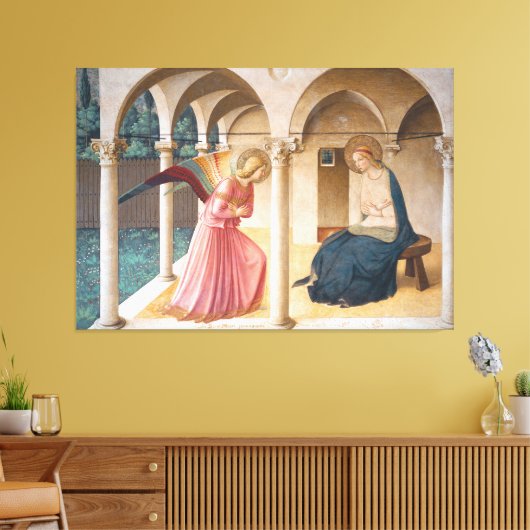 Fra Angelico (1395-1445) - De Aankondiging Canvas Afdruk (Insitu (Woonkamer))