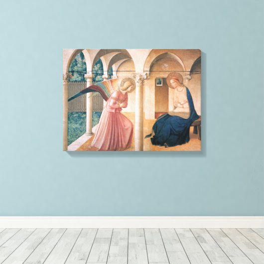 Fra Angelico — Aankondiging Canvas Afdruk (Insitu (Houten vloer))