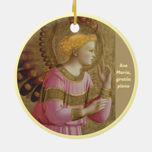 Fra Angelico en Mary Angel Keramisch Ornament (Achterkant)
