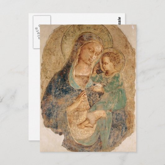 Fra Angelico-Madonna en Child Briefkaart (Voorkant / Achterkant)