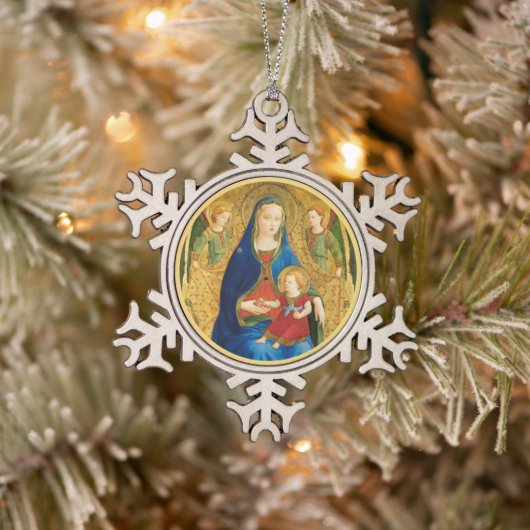 Fra Angelico Madonna en kind Tin Sneeuwvlok Ornament (Boom)