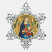 Fra Angelico Madonna en kind Tin Sneeuwvlok Ornament (Voorkant)