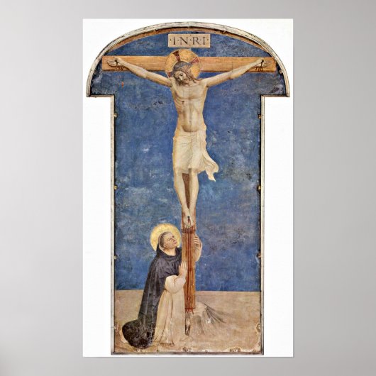 Fra Angelico - StDominic aan het kruis van Christu Poster (Voorkant)