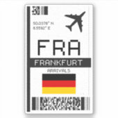 FRA Frankfurt Boarding Pass - Duitsland Reizen Sticker (Voorkant)