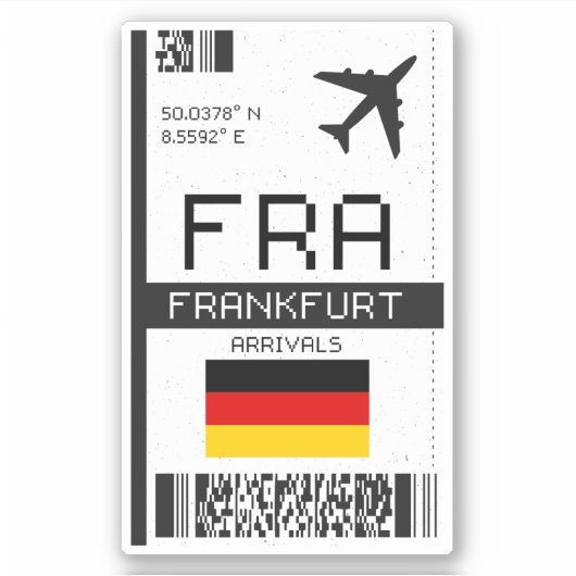 FRA Frankfurt Boarding Pass - Duitsland Reizen Sticker (Voorkant)