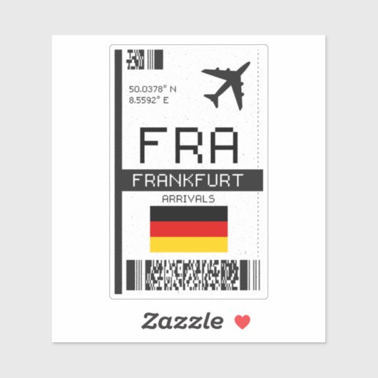 FRA Frankfurt Boarding Pass - Duitsland Reizen Sticker (Vel)