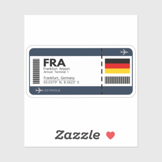 FRA Frankfurt Boarding Pass - Germany Ticket Sticker (Vel)