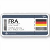 FRA Frankfurt Boarding Pass - Germany Ticket Sticker (Voorkant)