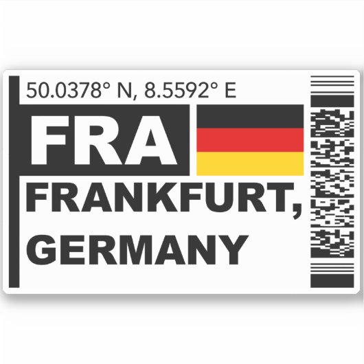 FRA Frankfurt Boarding Pass - Germany Travel Sticker (Voorkant)