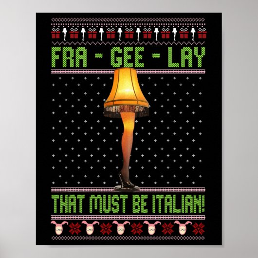 Fra-gee-lay Funny Christmas Fragile Italiaanse Xma Poster (Voorkant)