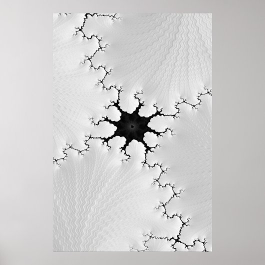 Fracked Black en White fracked Fractal Abstract Poster (Voorkant)