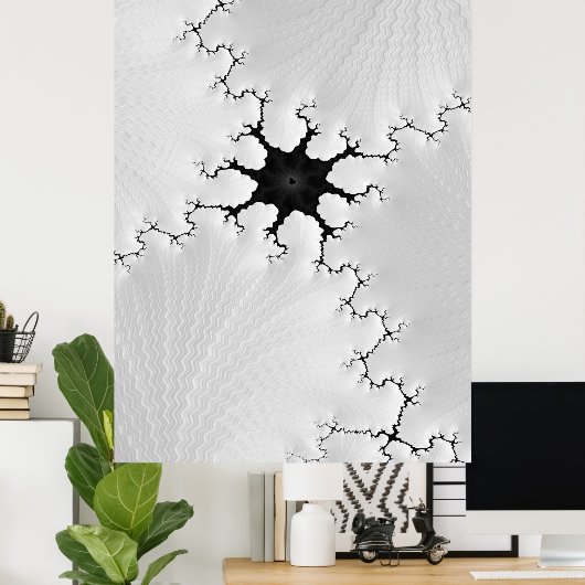 Fracked Black en White fracked Fractal Abstract Poster (Thuiskantoor)