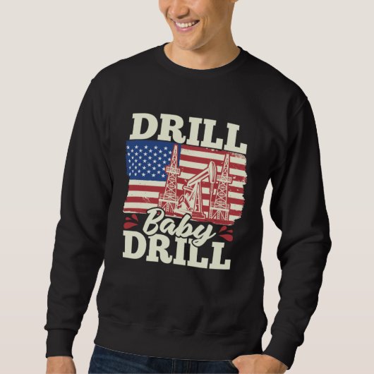 Fracking Us Flag Oil Drilling  Oilfield Drill Baby Trui (Voorkant)