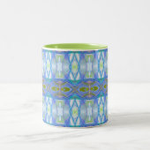 fractaal blauw etnisch patroon. tweekleurige koffiemok (Center)
