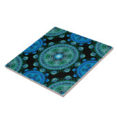 Fractaal blauw groen oriëntaals patroon tegeltje (Zijkant)