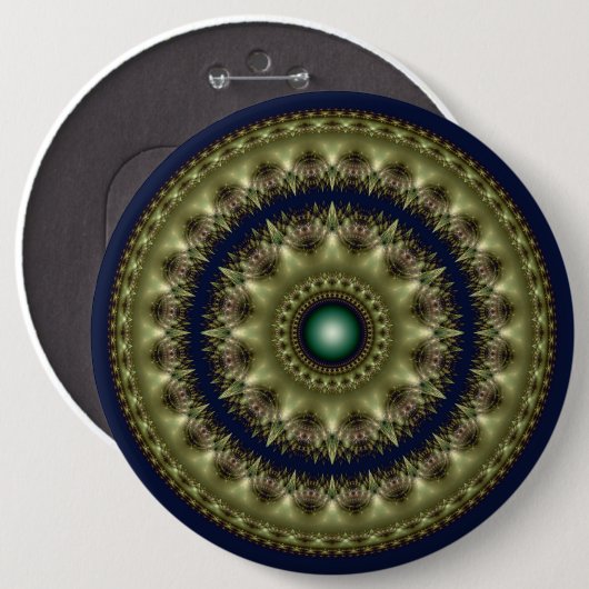 Fractaal gloeiend kaleidoscopisch patroon ronde button 6,0 cm (Voorkant /achterkant)