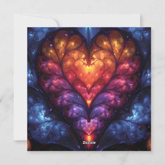 Fractaal hartpatroon feestdagenkaart (Achterkant)