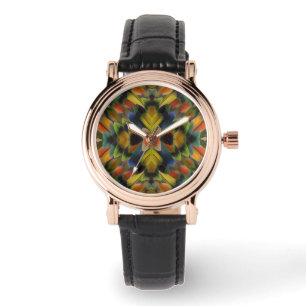 Fractaal ontwerp van liefdesvogelveren horloge