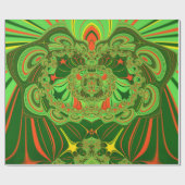 ~ Fractaal patroon groen rood geel ~ Cadeaupapier (Vlak)