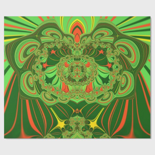 ~ Fractaal patroon groen rood geel ~ Cadeaupapier (Vlak)