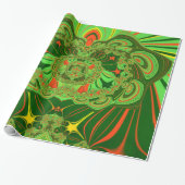 ~ Fractaal patroon groen rood geel ~ Cadeaupapier (Uitgerold)