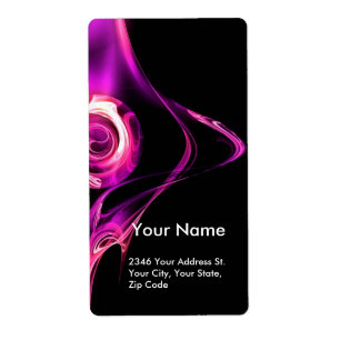 FRACTAAL ROOS 1 Roze Violet White Black Etiket