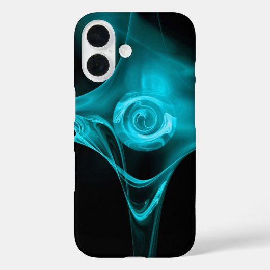 FRACTAAL ROOS, Blauw Turquase Black Case-Mate iPhone Case (Achterkant)