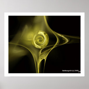 FRACTAAL ROOS, geel Poster