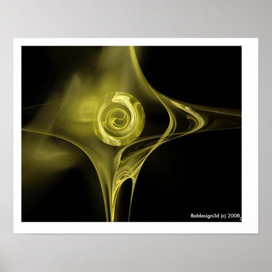FRACTAAL ROOS, geel Poster (Voorkant)