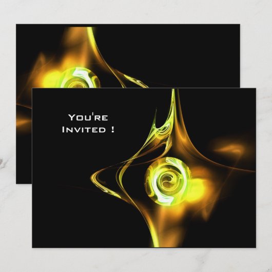 FRACTAAL ROOS lichtgeel bruin zwart Kaart (Voorkant / Achterkant)