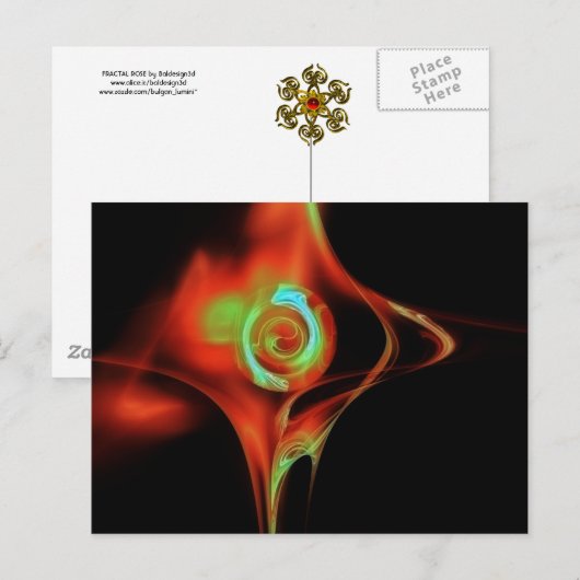 FRACTAAL ROOS, rood groen blauw Briefkaart (Voorkant / Achterkant)