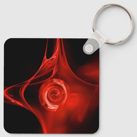 FRACTAAL ROOS, rood Sleutelhanger (Achterkant)