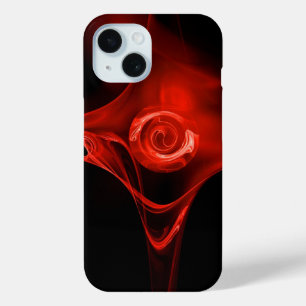 FRACTAAL ROOS, rood zwart iPhone 15 Case