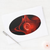 FRACTAAL ROOS, rood, zwart Ovale Sticker (Envelop)