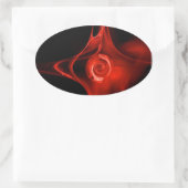 FRACTAAL ROOS, rood, zwart Ovale Sticker (Tas)