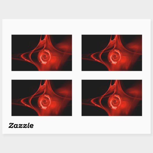 FRACTAAL ROOS, rood, zwart Rechthoekige Sticker (Vel)