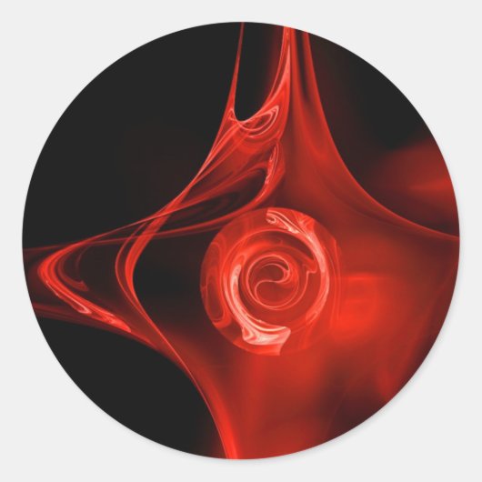 FRACTAAL ROOS, rood, zwart Ronde Sticker (Voorkant)